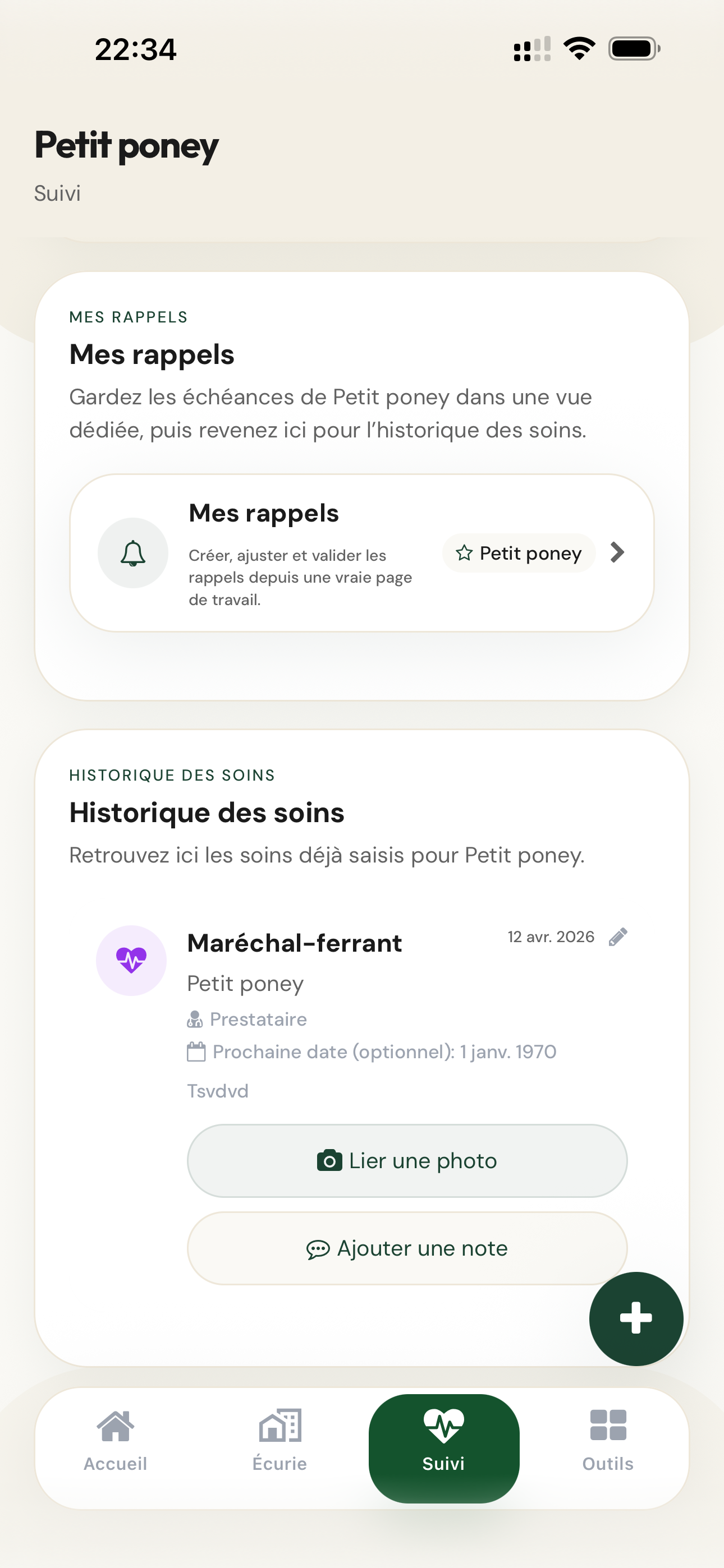 Écran de suivi cheval de Glys Companion