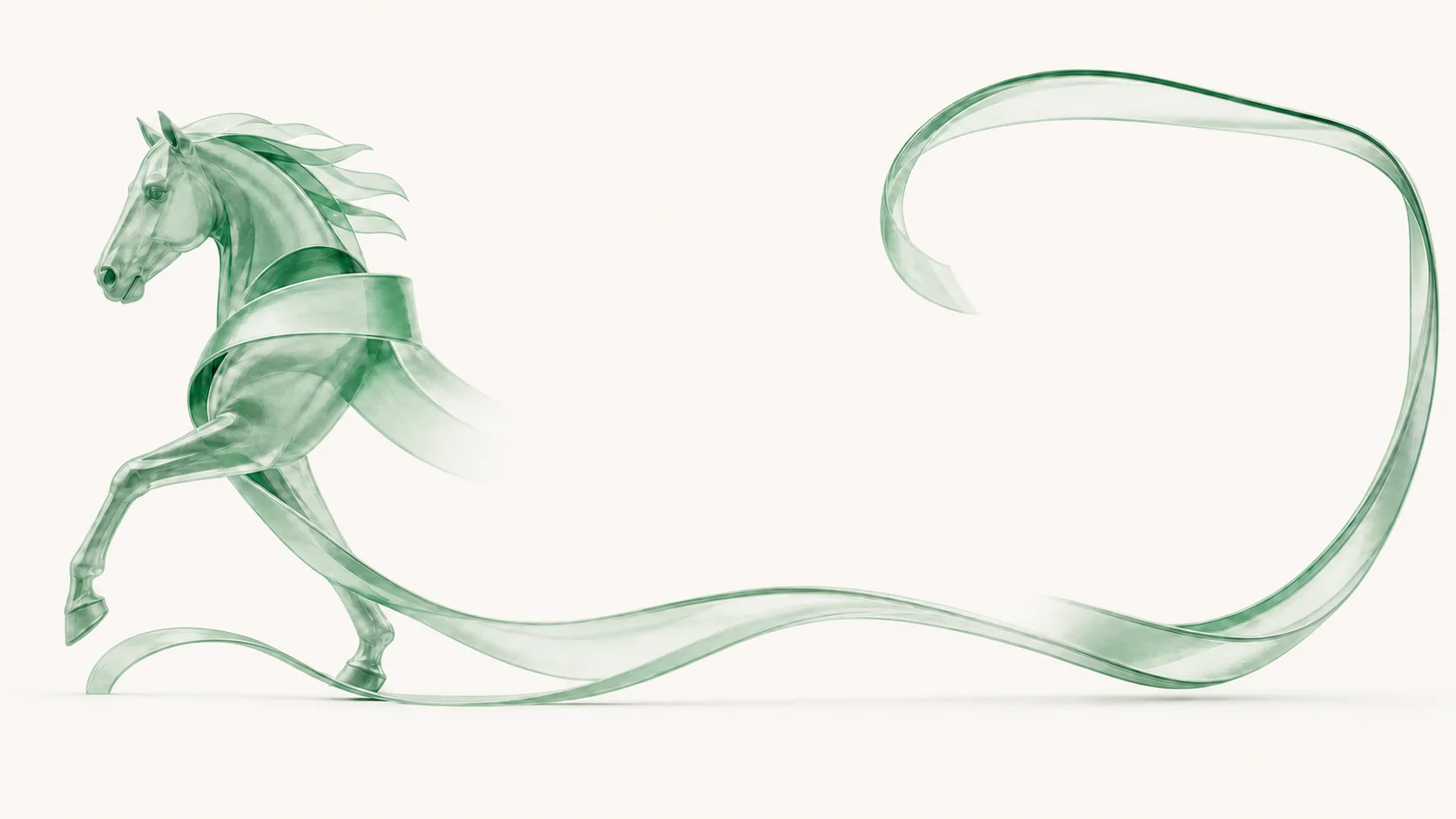 Cheval formé par un ruban vert, illustration GlysOS